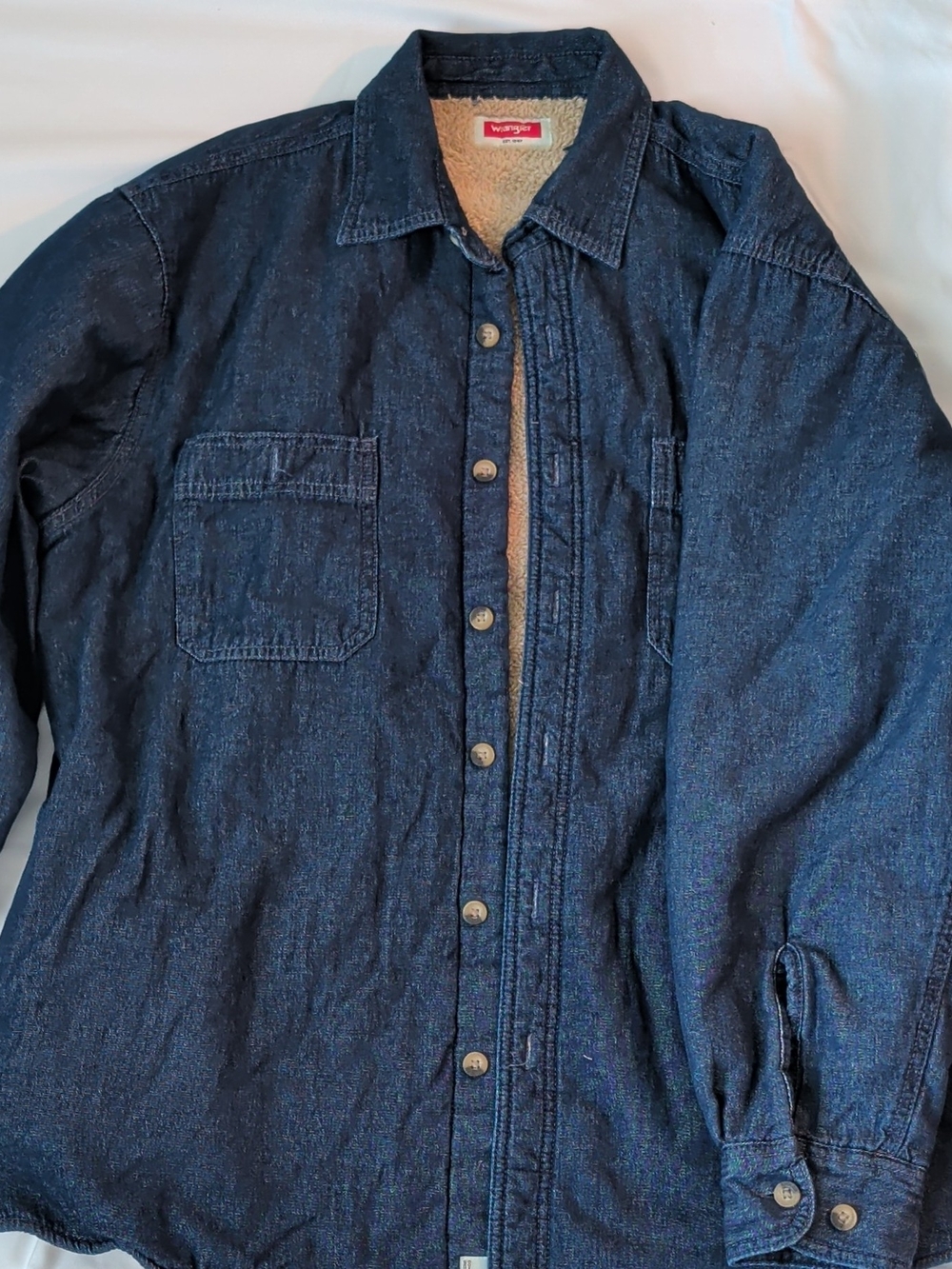Wrangler Navy Sherpa-Lined Denim Jacket Shirt